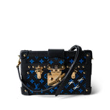 Louis Vuitton Handbag Blue Louis Vuitton Monogram Petite Malle Blue Black - Redeluxe