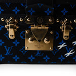 Louis Vuitton Handbag Blue Louis Vuitton Monogram Petite Malle Blue Black - Redeluxe