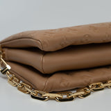 Louis Vuitton Handbag Brown Louis Vuitton Monogram Coussin PM Camel Lambskin Embossed - Redeluxe