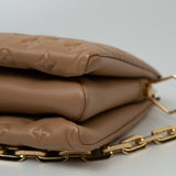 Louis Vuitton Handbag Brown Louis Vuitton Monogram Coussin PM Camel Lambskin Embossed - Redeluxe