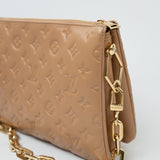 Louis Vuitton Handbag Brown Louis Vuitton Monogram Coussin PM Camel Lambskin Embossed - Redeluxe