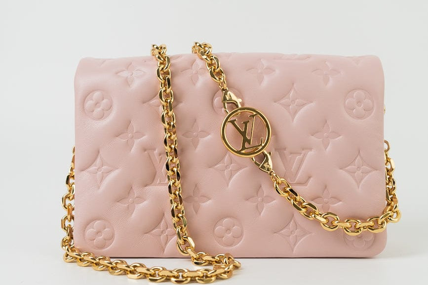 Louis Vuitton Handbag Louis Vuitton Pochette Coussin Light Pink Lambskin Embossed - Redeluxe