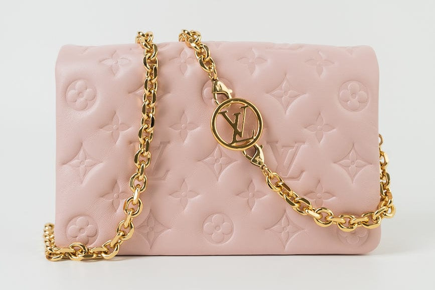 Louis Vuitton Handbag Louis Vuitton Pochette Coussin Light Pink Lambskin Embossed - Redeluxe
