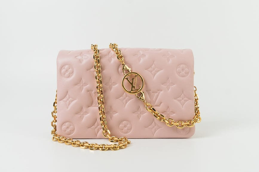 Louis Vuitton Handbag Louis Vuitton Pochette Coussin Light Pink Lambskin Embossed - Redeluxe