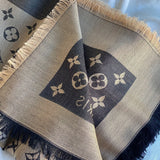 Louis Vuitton Shawl LOUIS VUITTON MONOGRAM SHAWL DENIM BLACK BEIGE (M76640) - Redeluxe