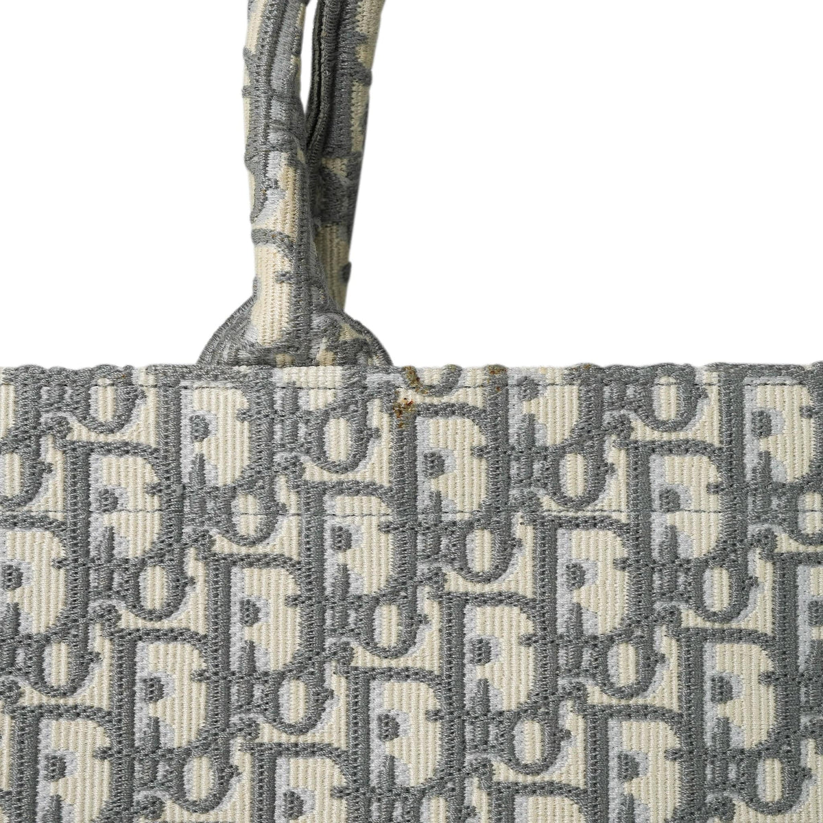 Dior Ecru and Gray Dior Oblique Embroidery Book Tote Large