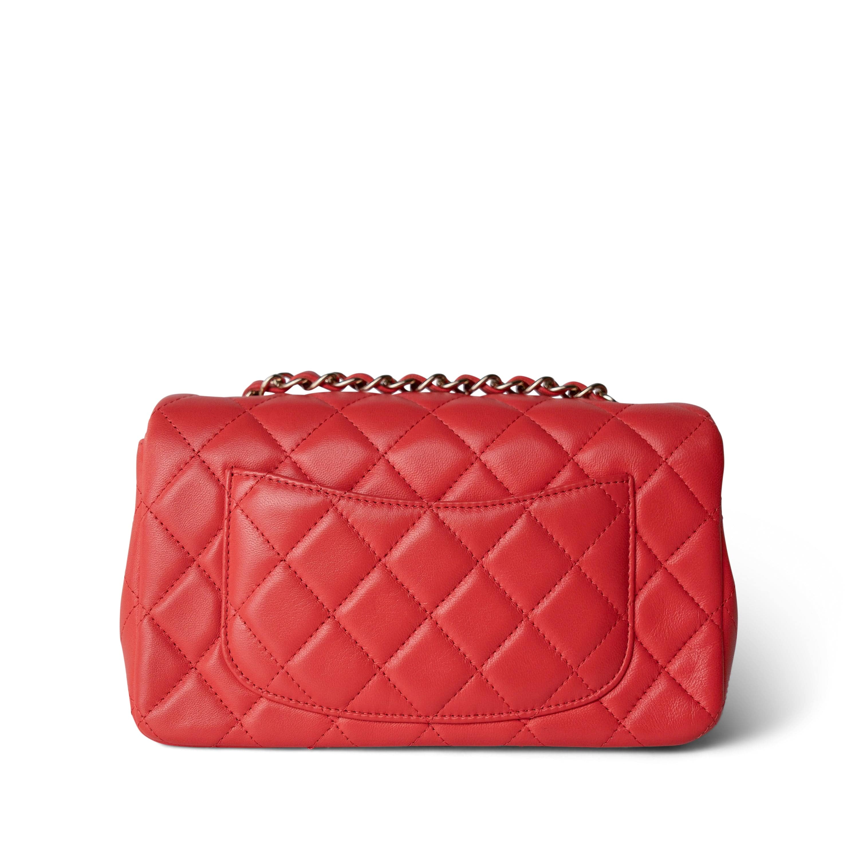 21P Red Lambskin Quilted Mini Rectangular Single Flap – REDELUXE