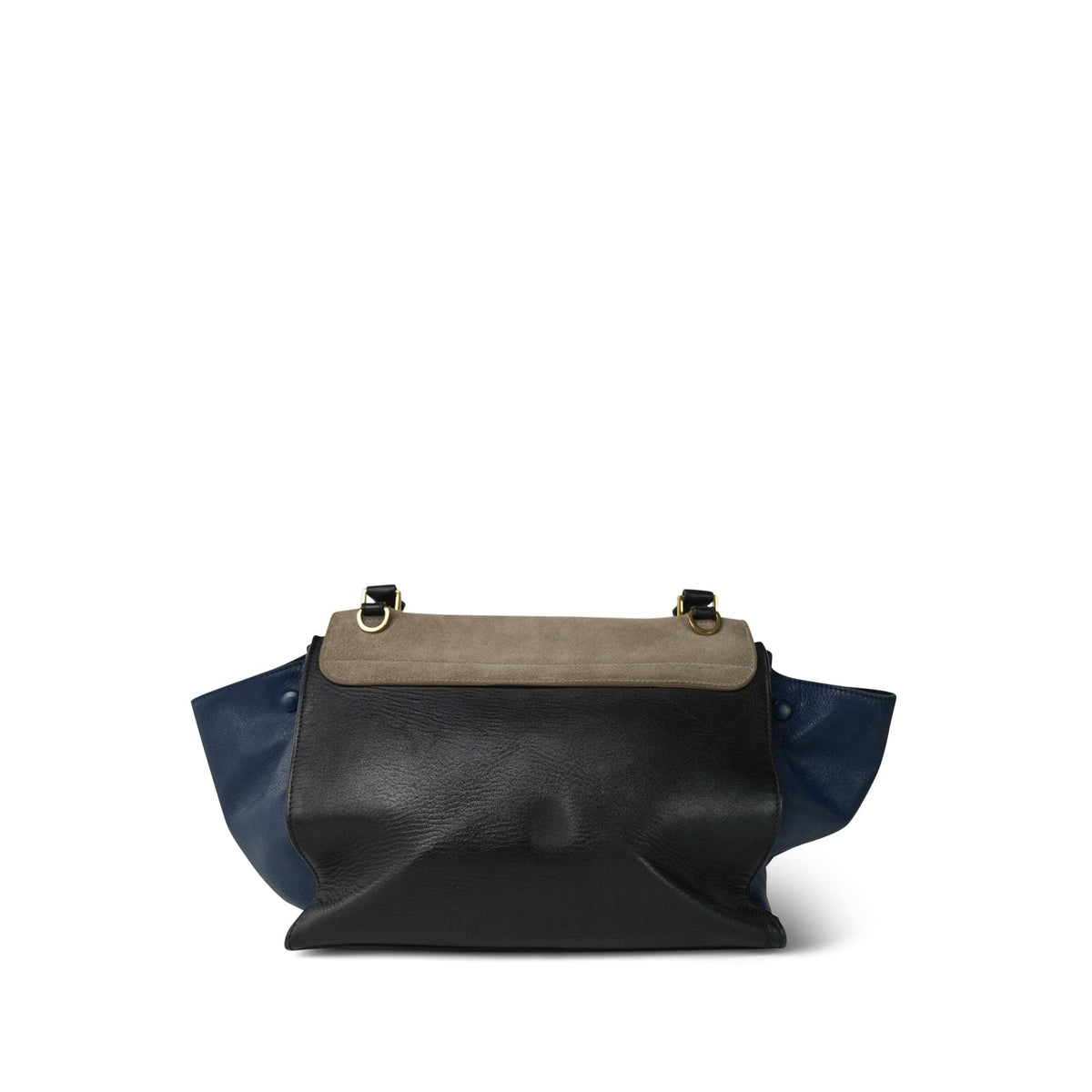 Celine Tri-Color Navy/Black Calfskin Grey Suede Trapeze Medium GHW