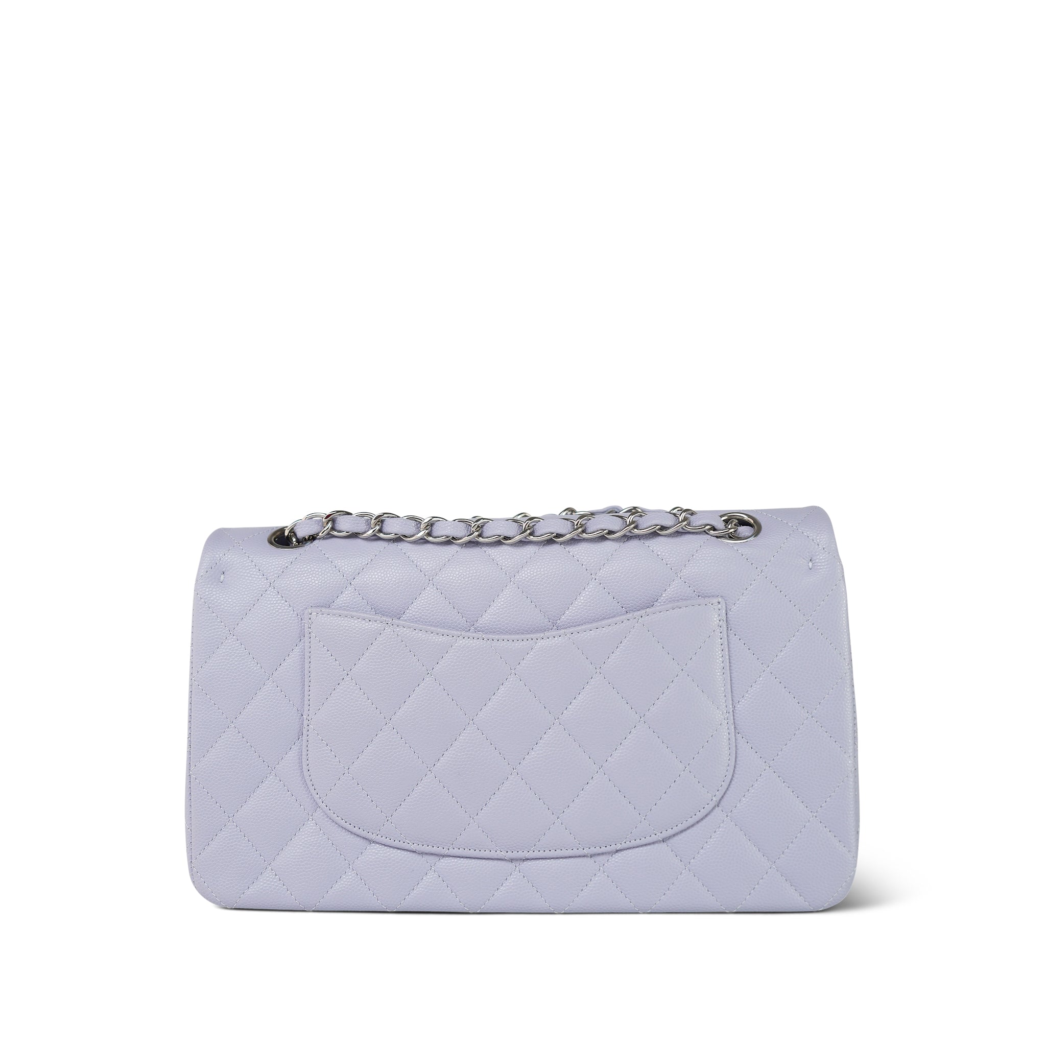 21K Light Purple/ Lilac Caviar Quilted Classic Flap Medium Silver