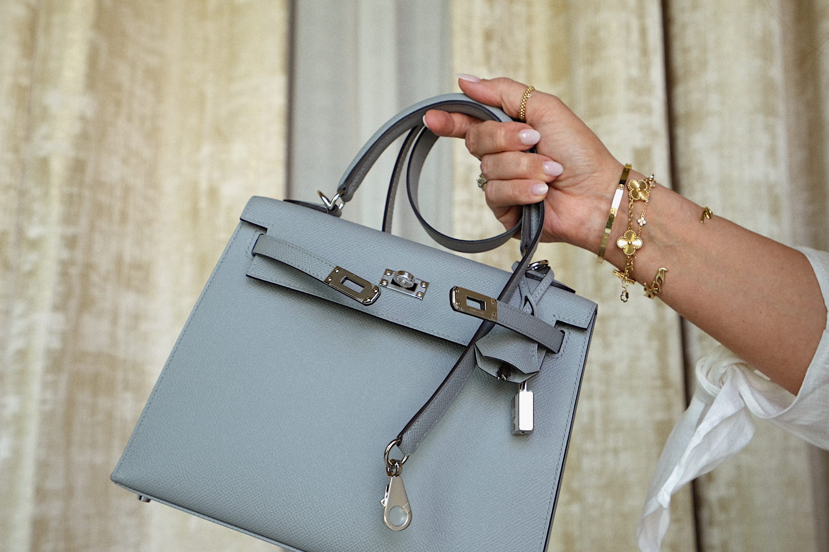Product image 10 of 20: Kelly Sellier 25 Gris Pantin Epsom Palladium Plated G Stamp