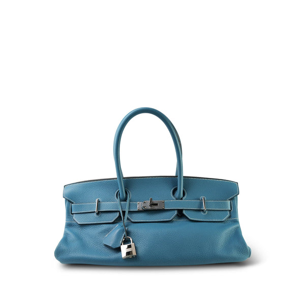 Shoulder Birkin 42 JPG Bleu Jean Clemence Palladium Plated [J