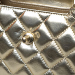 Product image 14 of 17: Gold Metallic Crumpled Calfskin Quilted Kelly Shopper Small Aged Gold Hardware