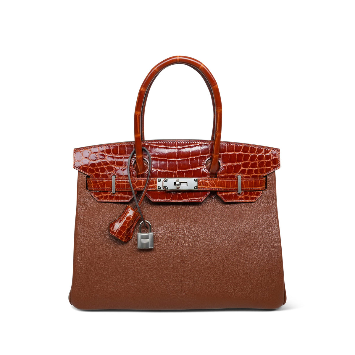 Birkin 30 Touch Miel Chevre/Crocodile Niloticus Palladium Plated D Stamp