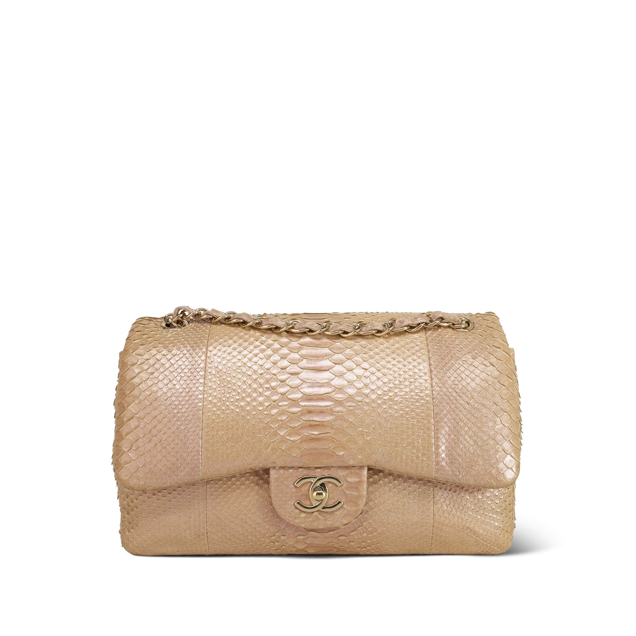 Iredecent Python Iridescent Light Beige Python Classic Flap Jumbo LGHW – REDELUXE