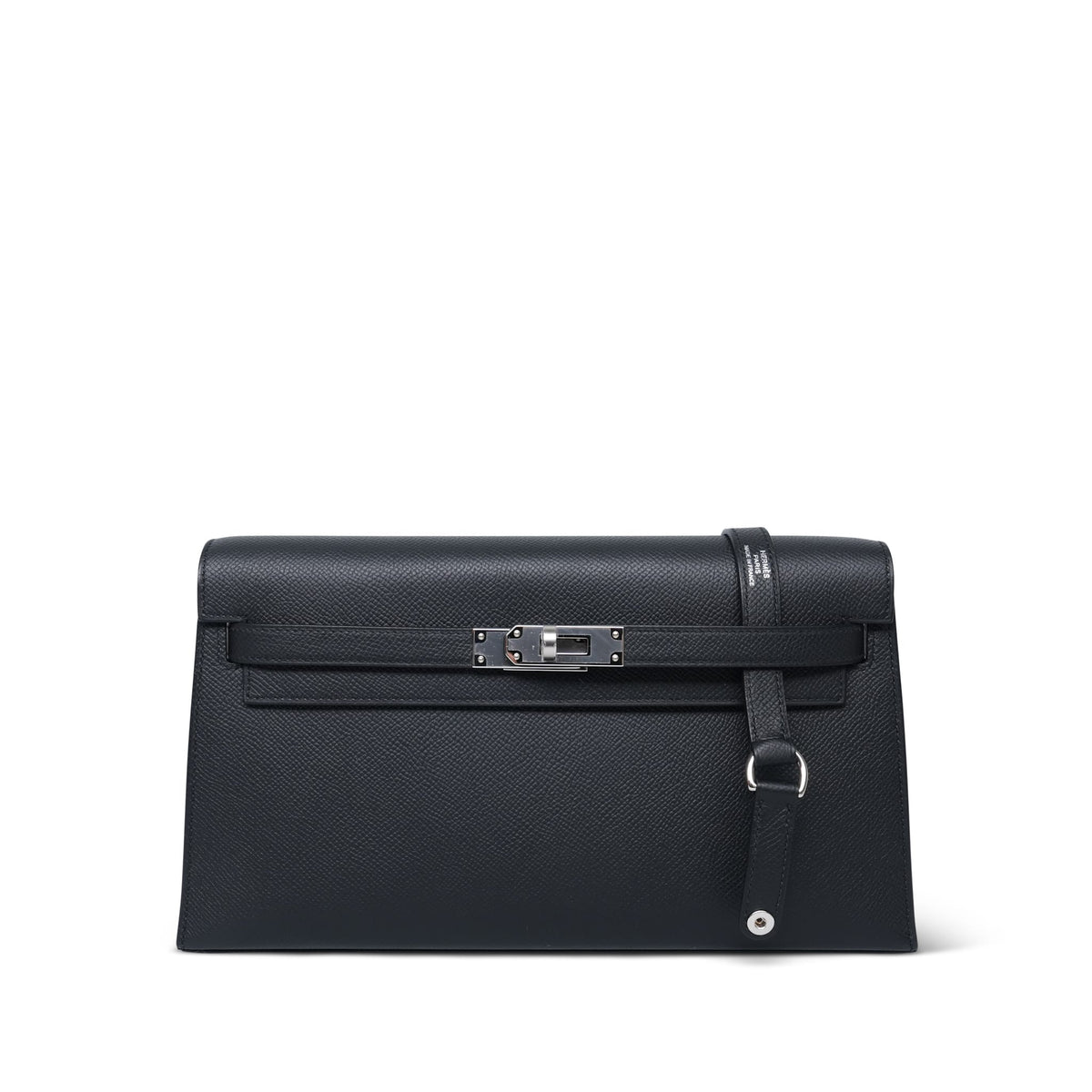 Kelly Elan Black Epsom Palladium Plated K Stamp