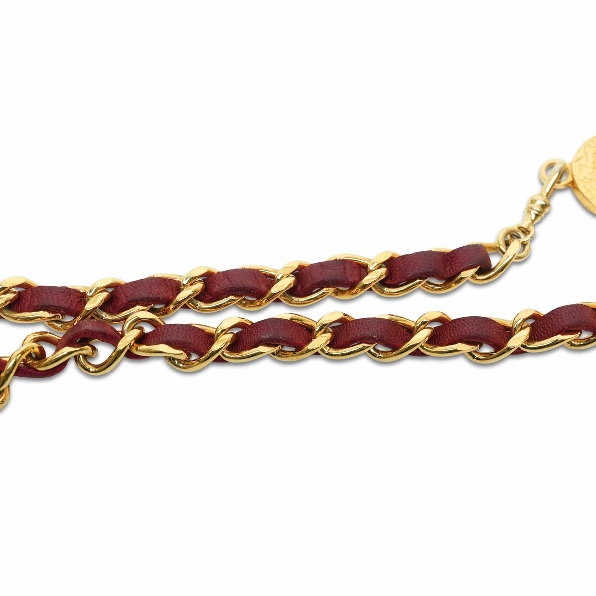 Vintage Coco Mark Belt Dark Red/ Gold