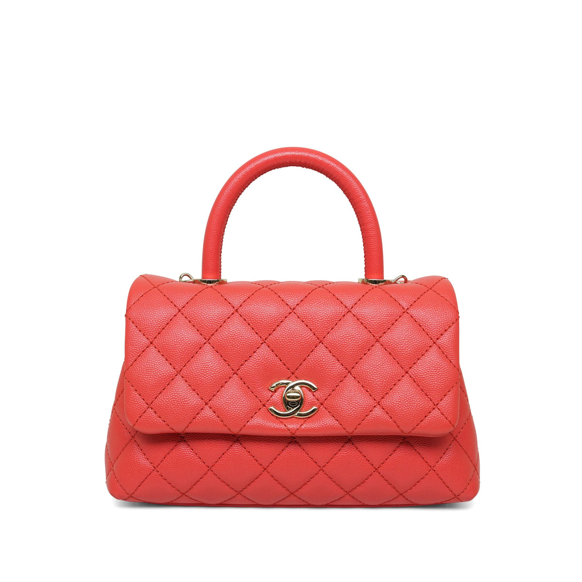 Red Caviar Quilted Coco Handle Small LGHW
