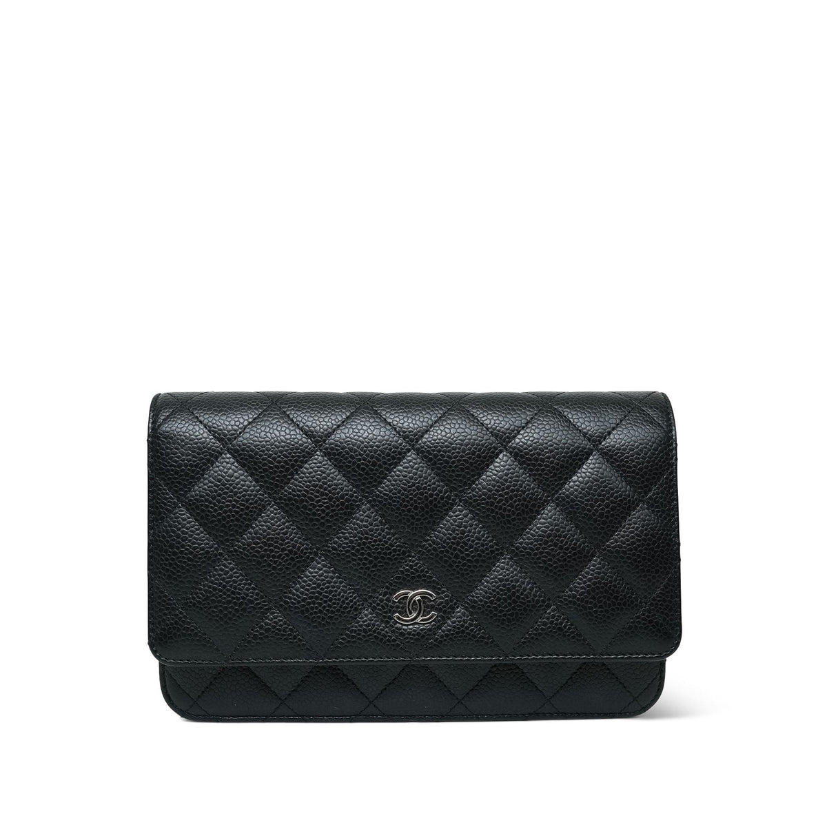Black Caviar Quilted WOC Wallet on Chain SHW