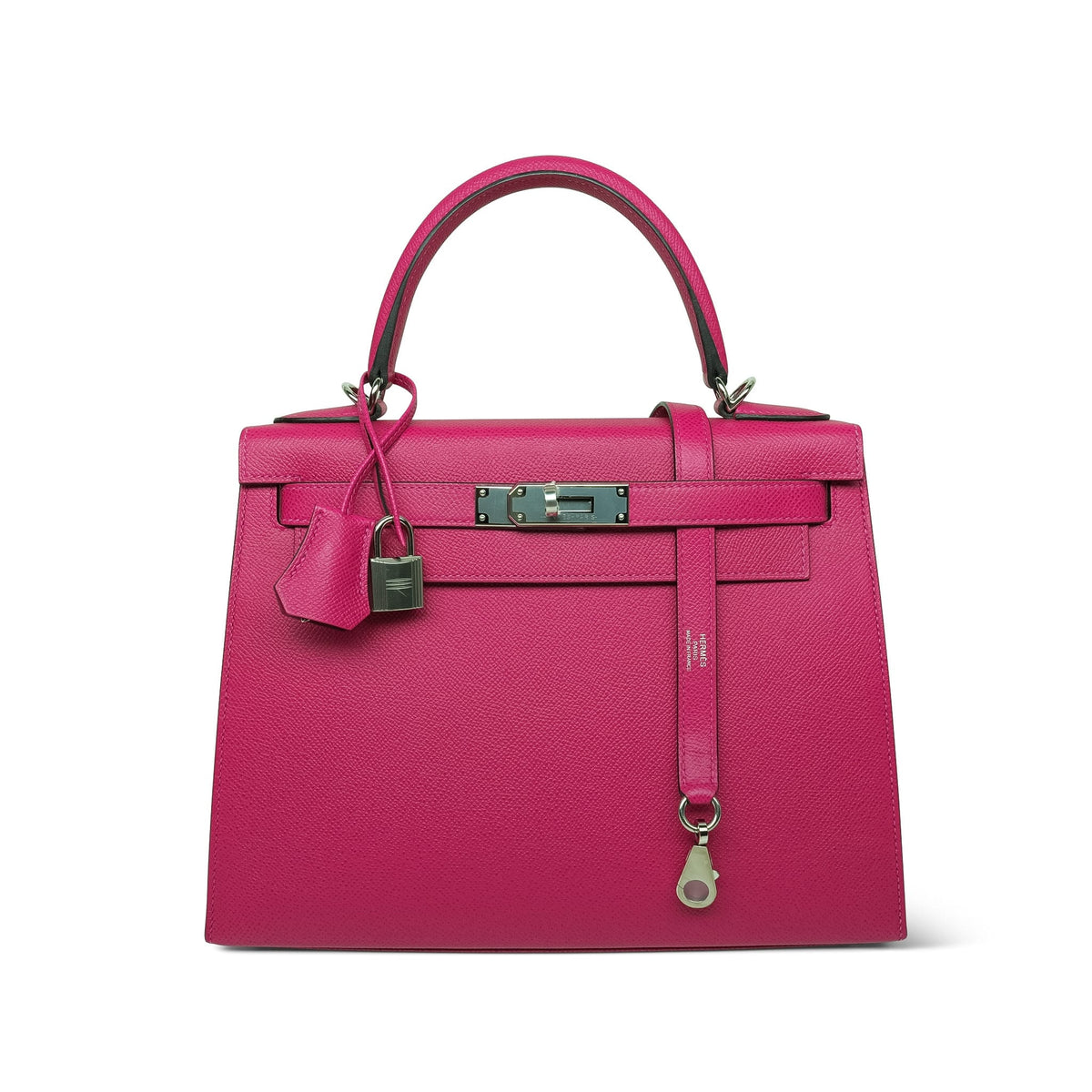 Kelly Sellier 28 Verso Framboise/Rouge Sellier Espom Palladium Plated Y Stamp