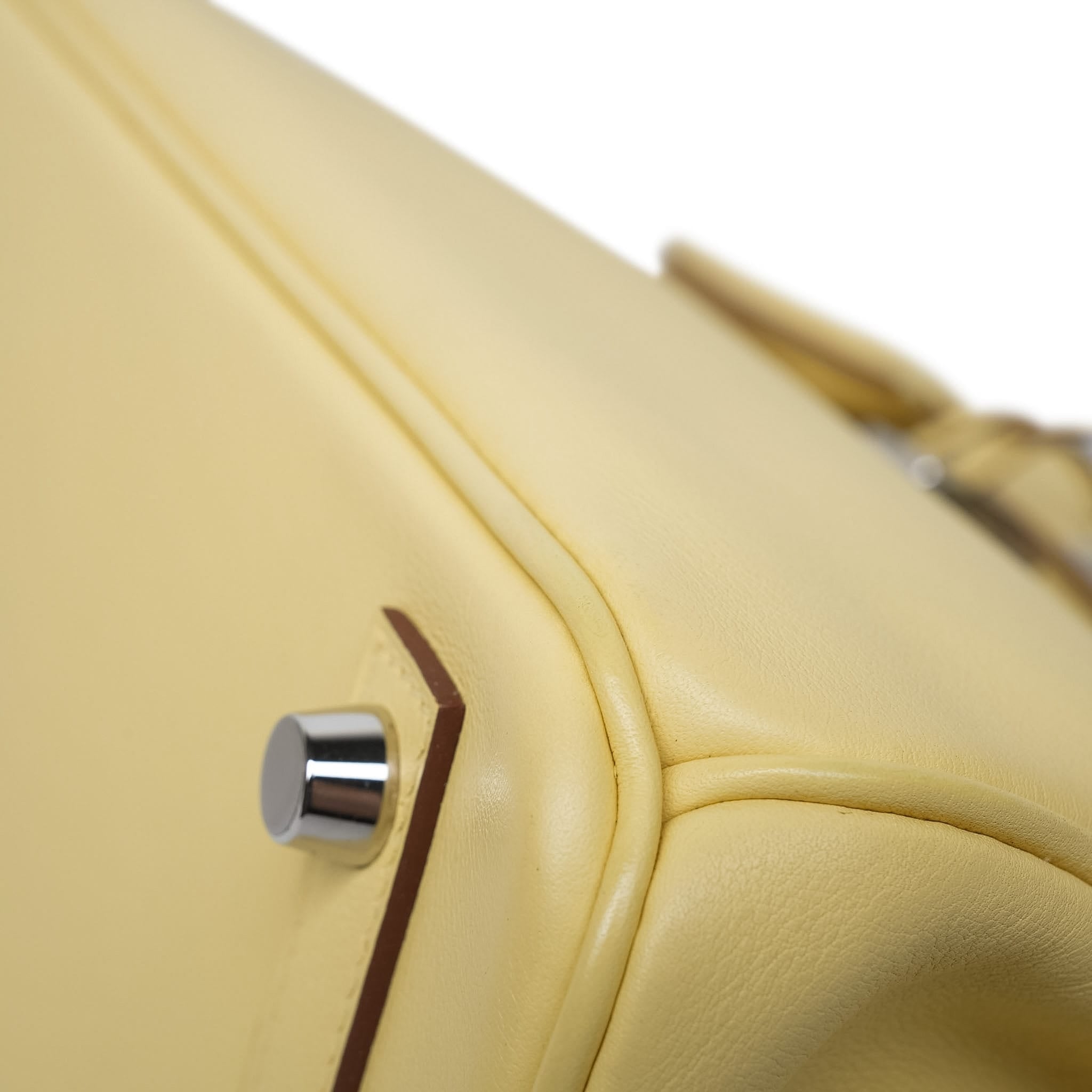 Birkin 25 Jaune Poussin Swift Palladium Plated T Stamp