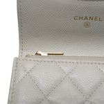 Product image 15 of 17: Light Grey Caviar Quilted Classic Flap Card Holder LGHW
