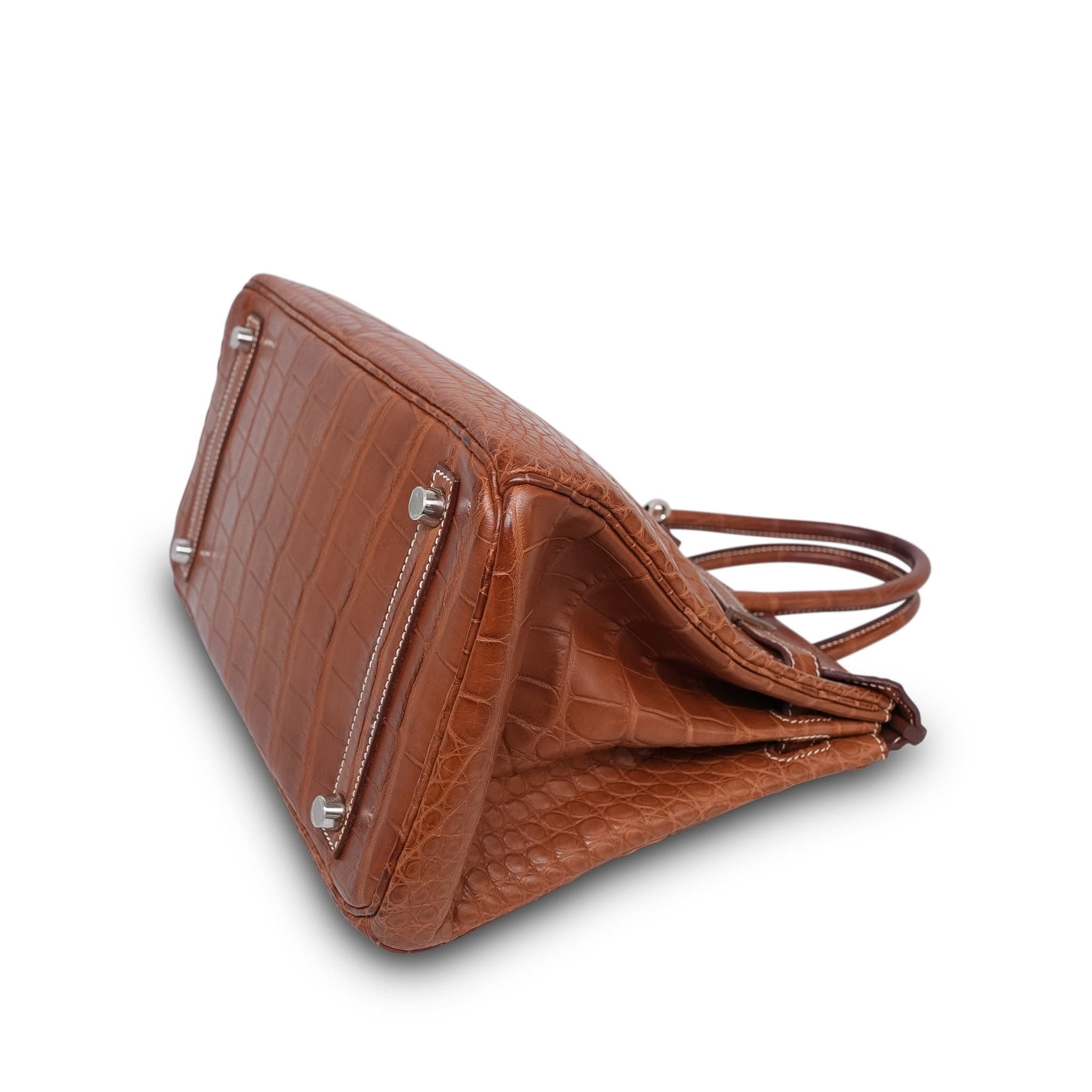 Product image 12 of 21: Birkin 30 Fauve Barenia Alligator Palladium Plated P Square Stamp