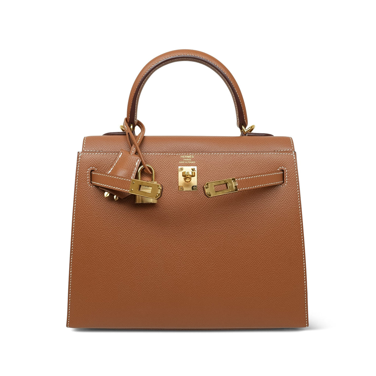 Kelly Sellier 25 Gold Veau Epsom Gold Plated U Stamp