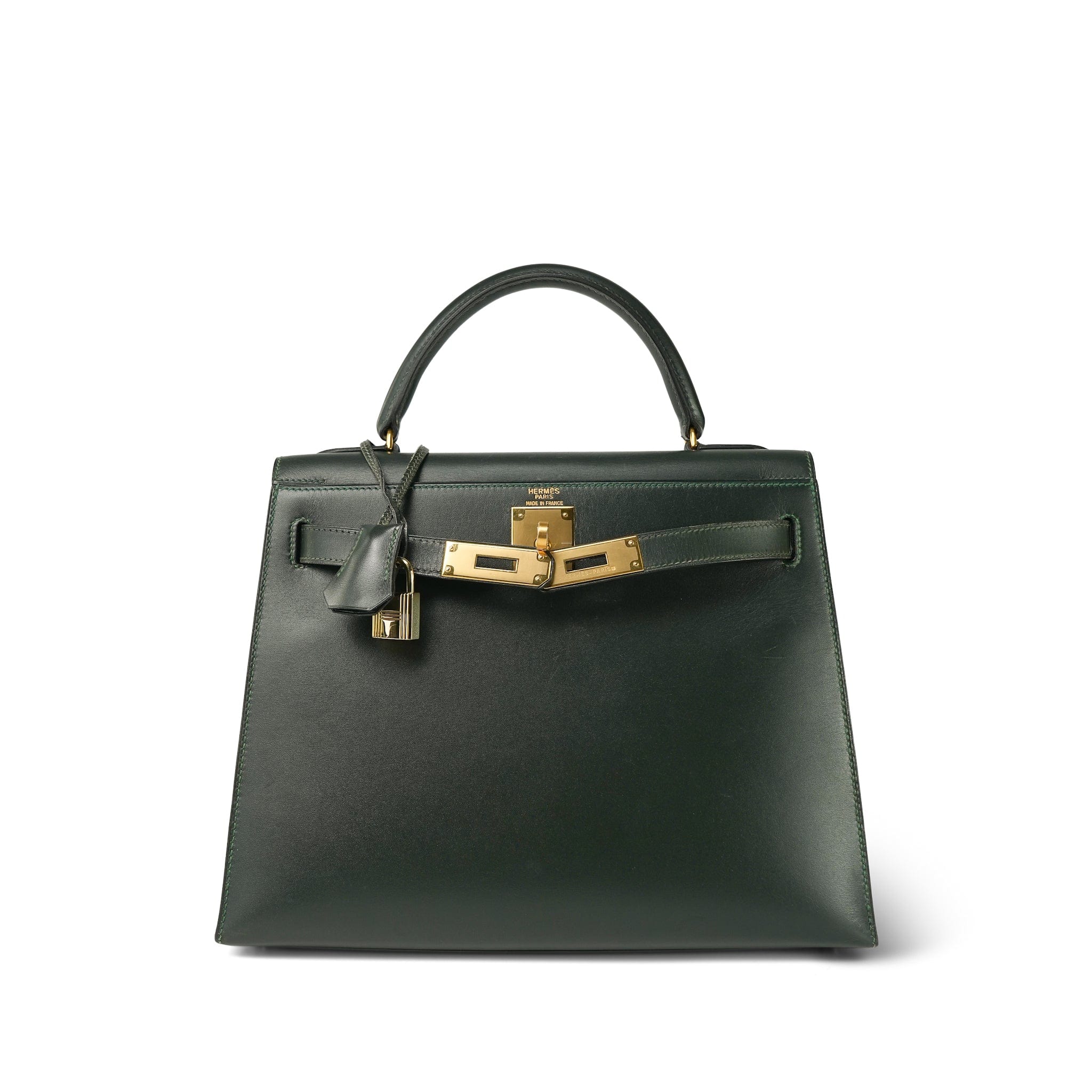 Kelly 28 Vert Fonce Box Calfskin Gold Plated (W) Stamp – REDELUXE