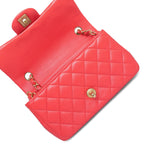 Product image 15 of 15: Light Red/Coral Lambskin Quilted Mini Rectangular Flap Aged Gold Hardware