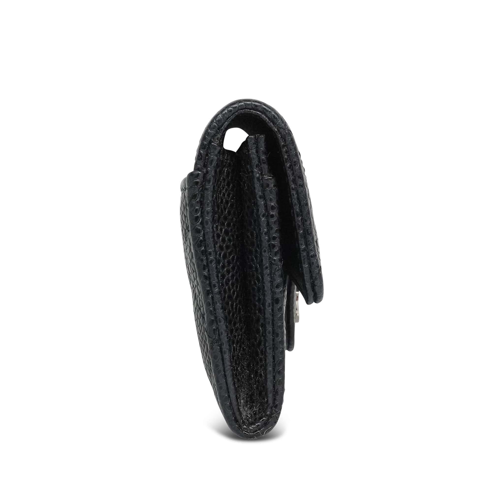 Product image 2 of 12: Black Caviar Quilted Classic Flap Card Holder Silver Hardware