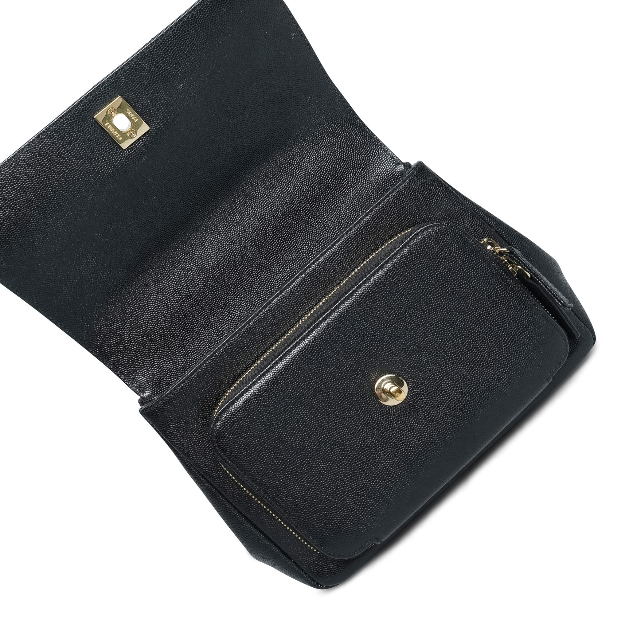 Product image 19 of 19: Black Caviar Quilted Business Affinity Flap Medium Light Gold Hardware