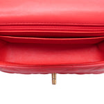Product image 13 of 15: Light Red/Coral Lambskin Quilted Mini Rectangular Flap Aged Gold Hardware