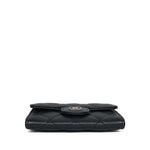 Product image 5 of 12: Black Caviar Quilted Classic Flap Card Holder Silver Hardware