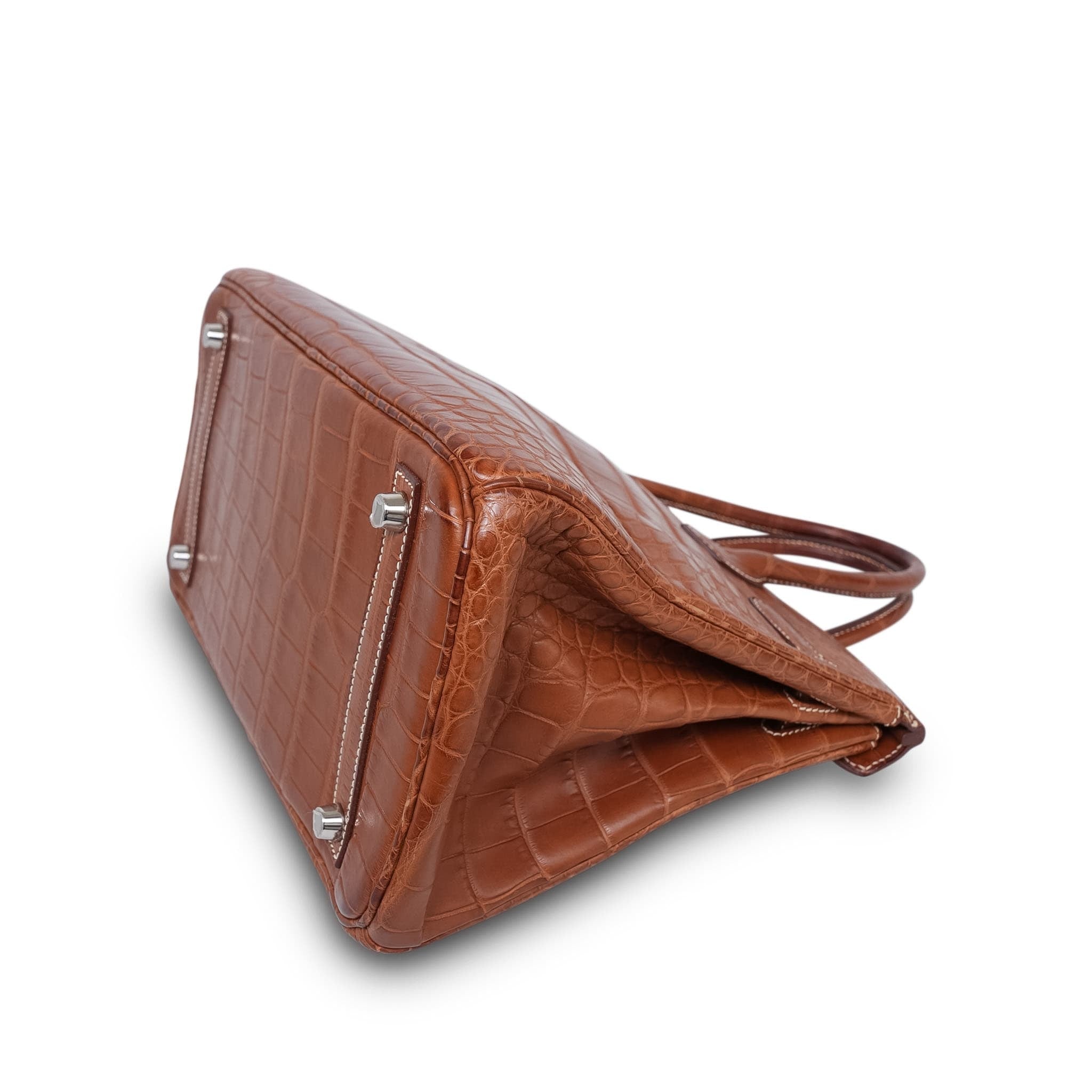 Product image 14 of 21: Birkin 30 Fauve Barenia Alligator Palladium Plated P Square Stamp