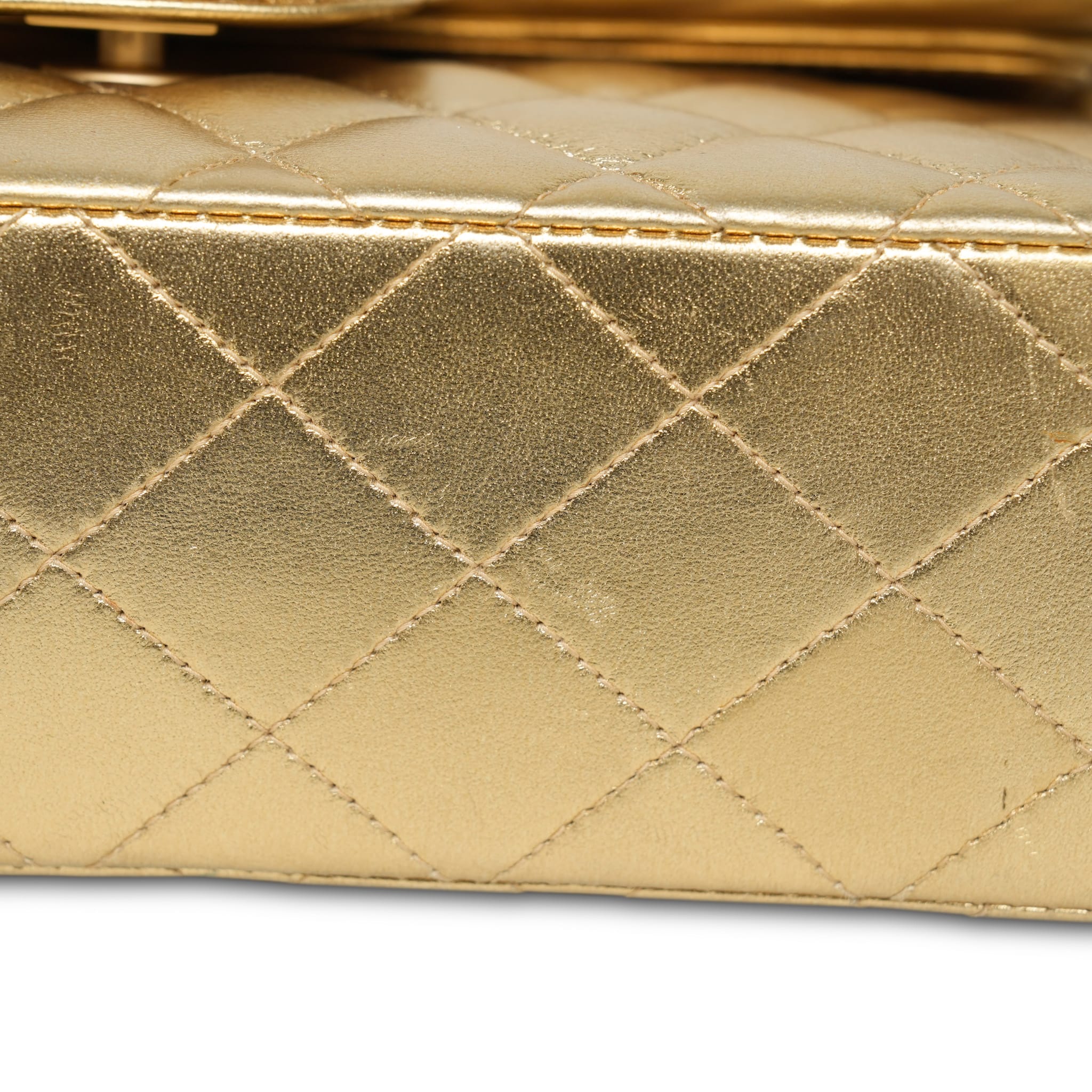 Product image 9 of 32: Gold Metallic Lambskin Quilted Classic Flap Small Aged Gold Hardware