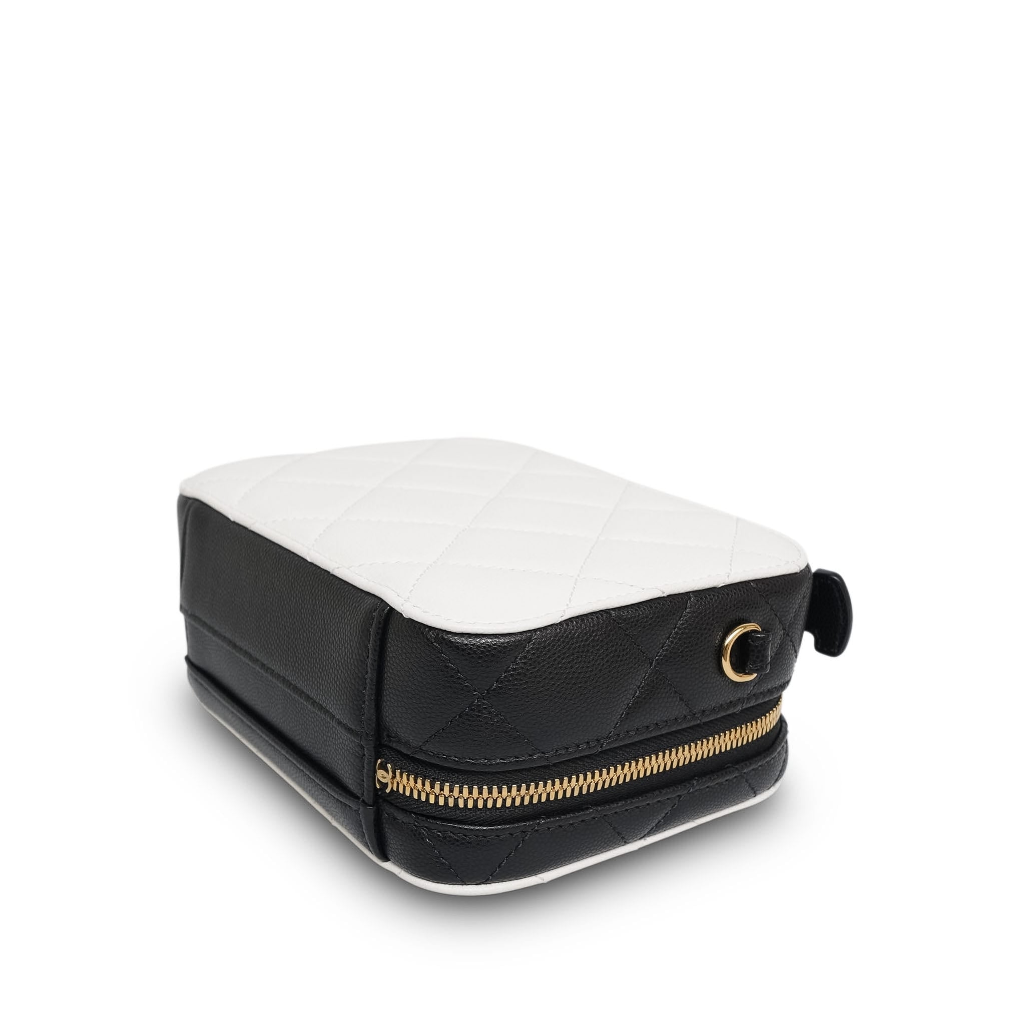 Product image 10 of 12: 26B White Black Caviar Quilted CC Filigree Vanity Case Small Gold Hardware