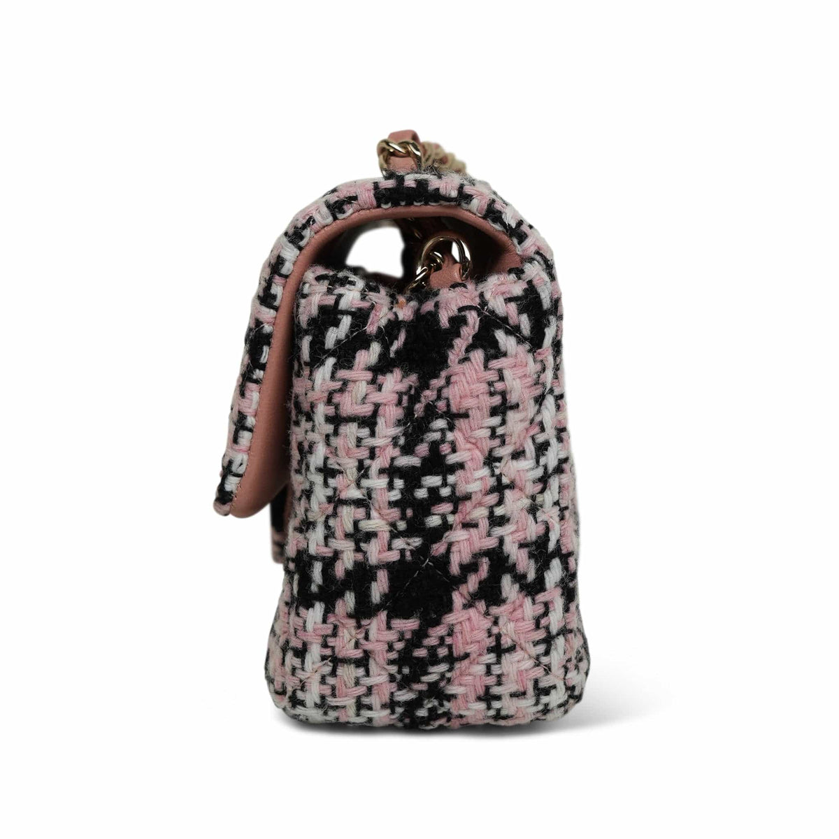 Pink Multicolor Tweed Quilted Mini Rectangular Flap LGHW