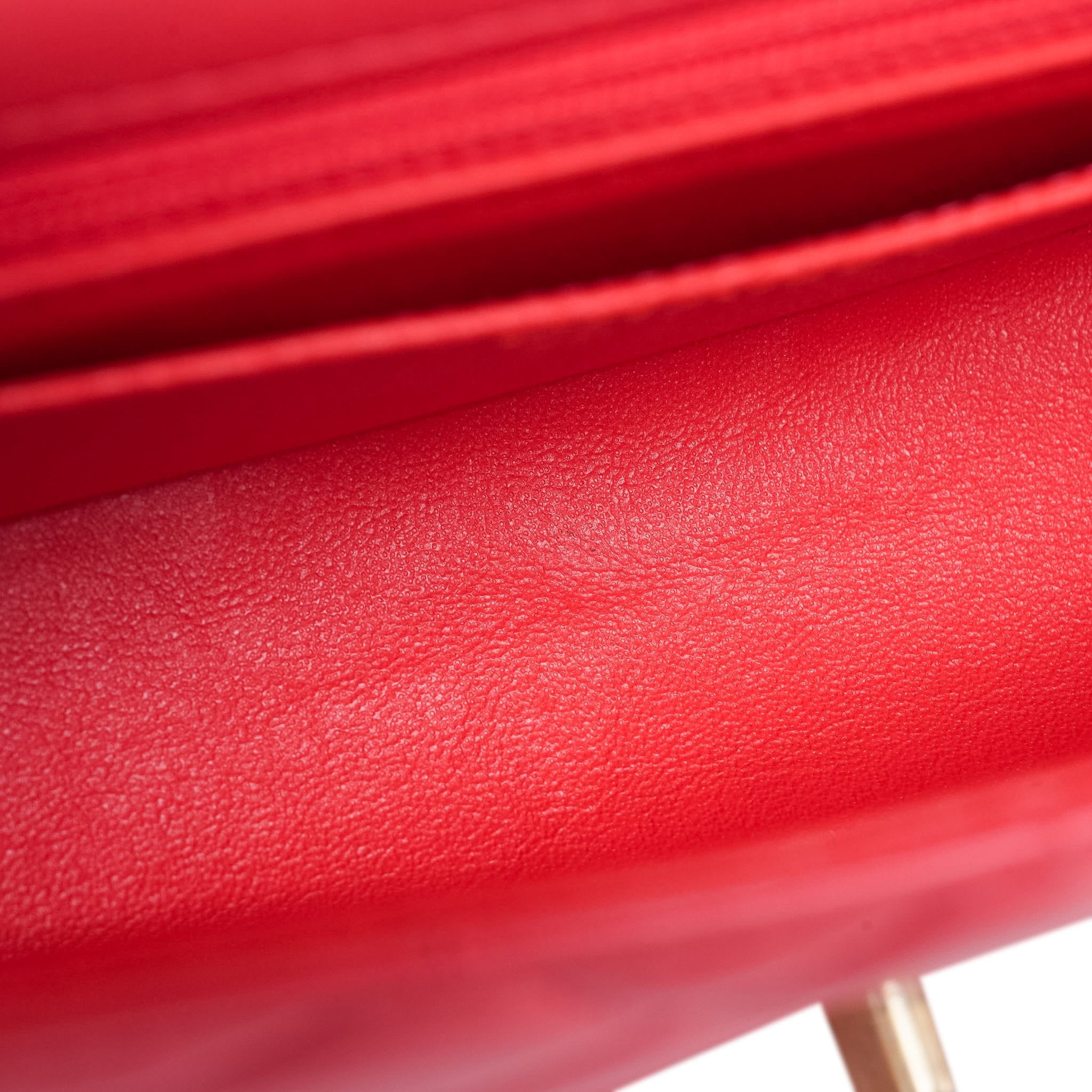 Light Red/Coral Lambskin Quilted Mini Rectangular Flap Aged Gold Hardware