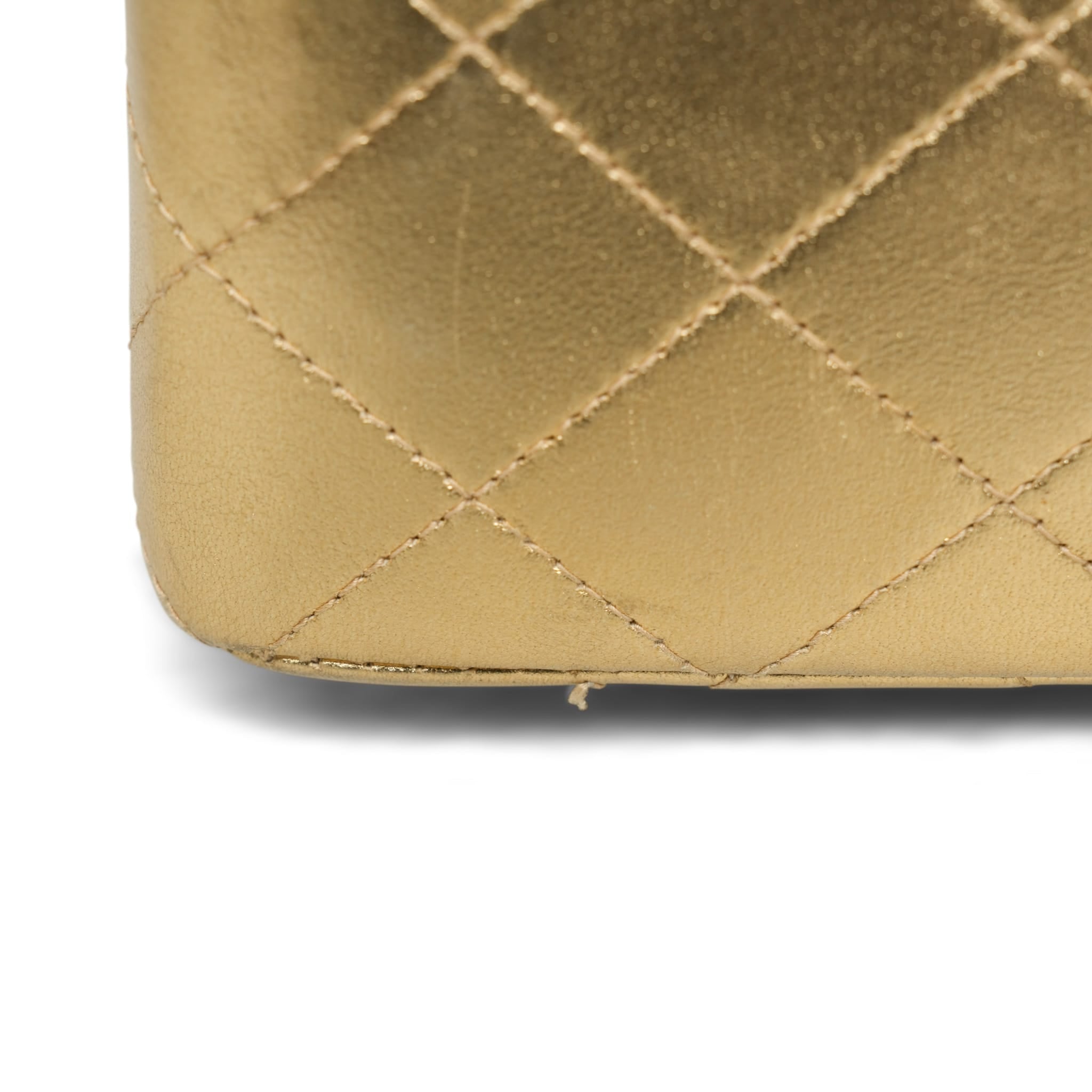 Product image 11 of 32: Gold Metallic Lambskin Quilted Classic Flap Small Aged Gold Hardware