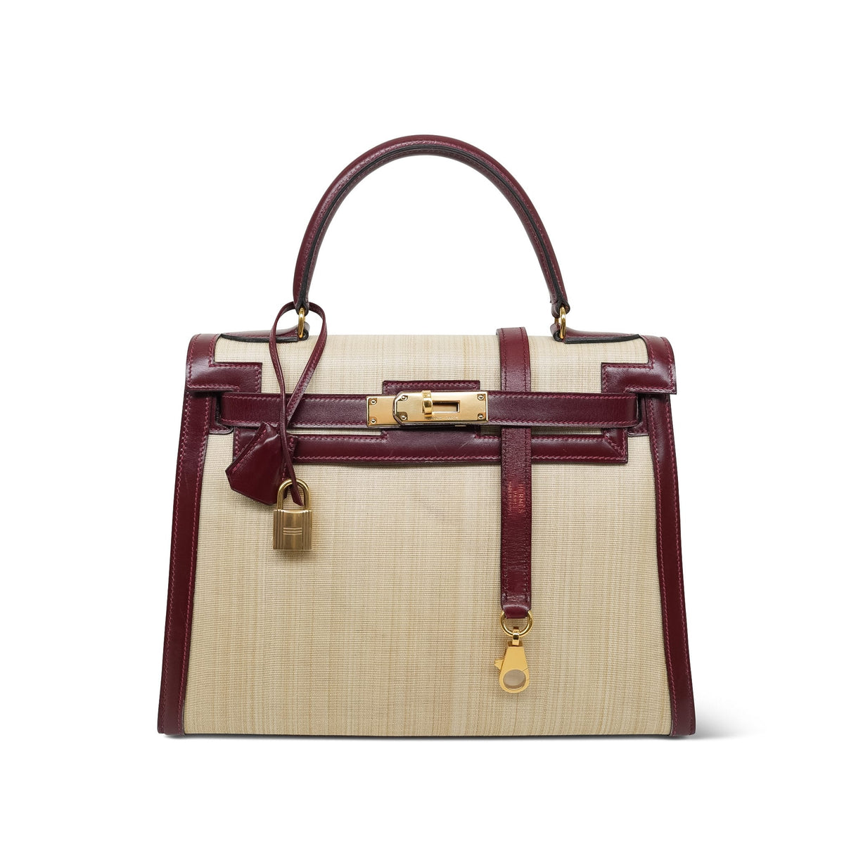 Kelly 28 Rouge H Box Calfskin/Crinoline Gold Plated J Circle Stamp