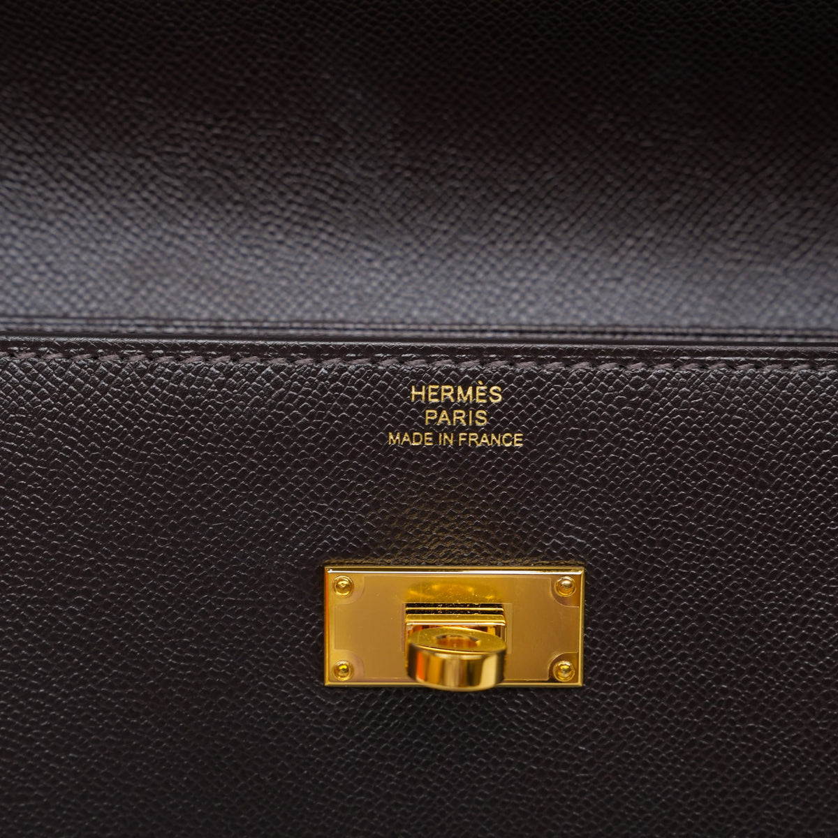 Kelly Pocket Long Wallet Bai Brun Epsom Gold Plated K Stamp