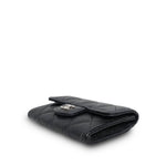 Product image 7 of 12: Black Caviar Quilted Classic Flap Card Holder Silver Hardware