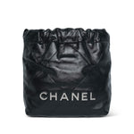 Product image 12 of 12: Black Calfskin Quilted Mini 22 Hobo Bag Aged Silver Hardware
