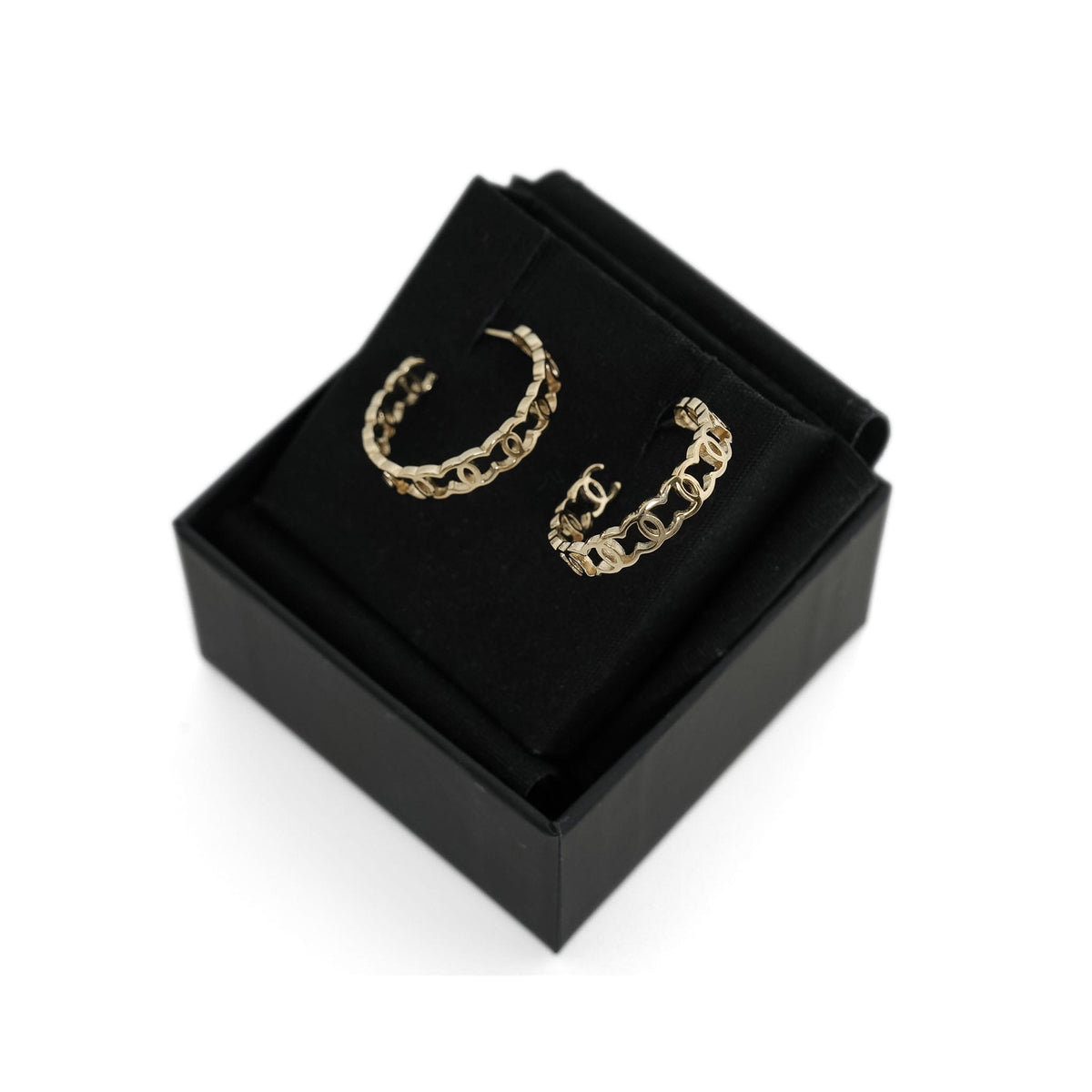 Gold CC Dangle Hoop Earrings