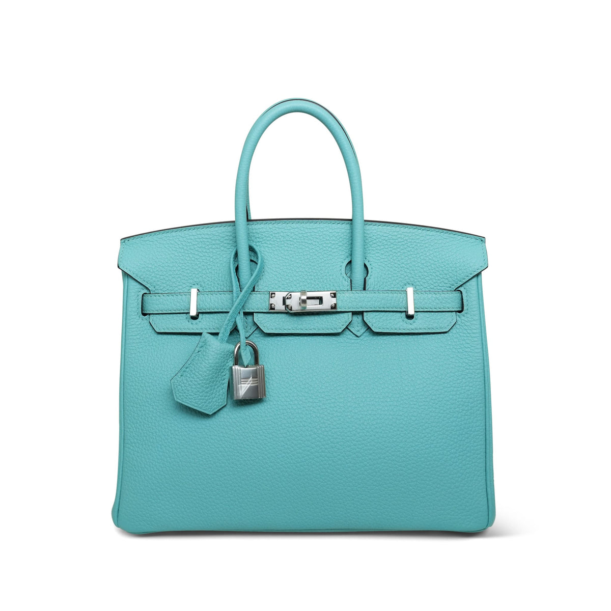 Birkin 25 Bleu Atoll Veau Togo Palladium Plated T Stamp