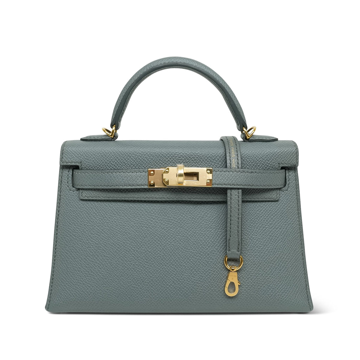 Mini Kelly Sellier Vert Amande Veau Epsom Gold Plated Y Stamp