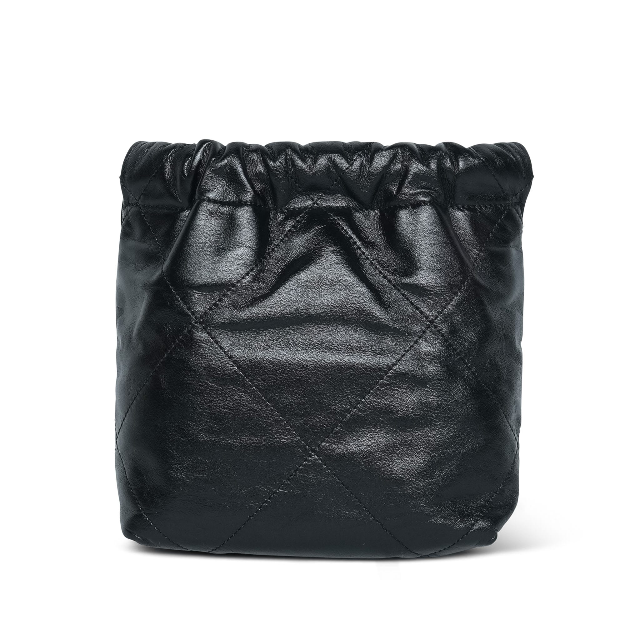 Product image 4 of 12: Black Calfskin Quilted Mini 22 Hobo Bag Aged Silver Hardware