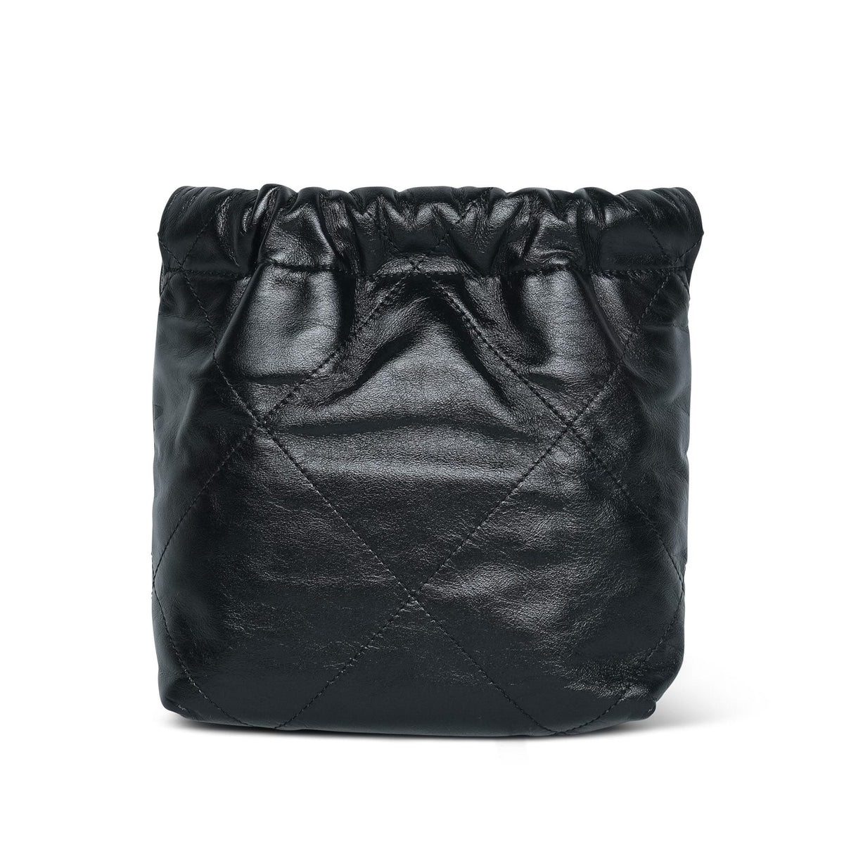 Black Calfskin Quilted Mini 22 Hobo Bag Aged Silver Hardware