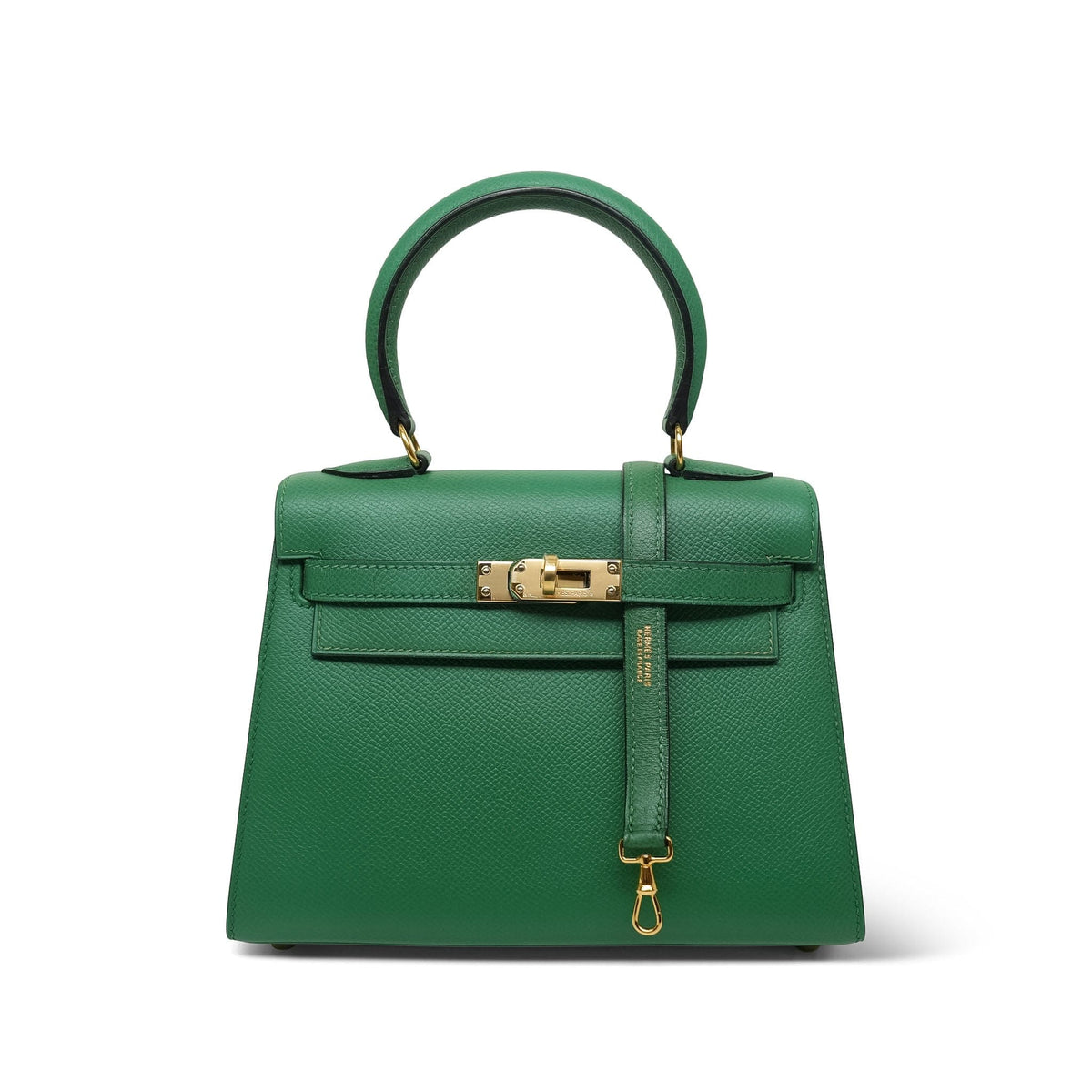 Mini Kelly Sellier 20 Vert Clair Courchevel Gold Plated Y Circle Stamp