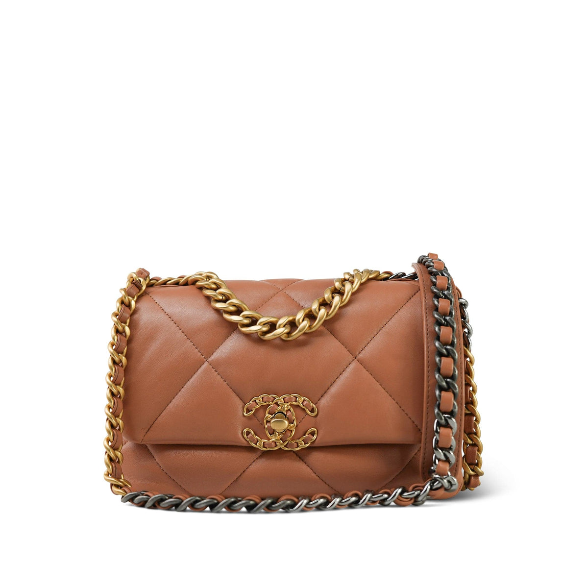 21K Caramel Lambskin Quilted 19 Flap Small MHW
